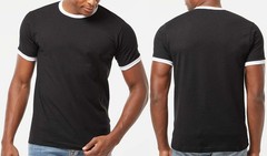 Mens 100% Ultra SOFT Spun USA Premium PRE-SHRUNK Cotton Ringer Tee XS-3XL NEW!