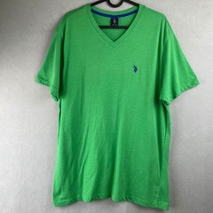 US Polo Assn Mens V-Neck T-Shirt Green Heather Short Sleeve Logo St. Patricks L