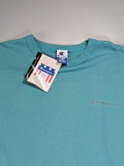 Vintage Champion T-Shirt XL USA Teal Blue 1990s NWT