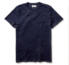 Taylor Stitch Mens Slub Pocket Tee Rinsed Indigo Blue 100% Organic Cotton 42 L