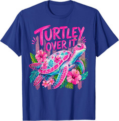 Stripped Turtley Over It Cute Turtle Flower Funny Men Women T-Shirt