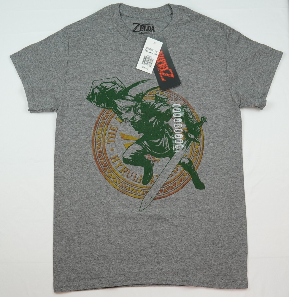 Legend of Zelda LINK Gray Green Gold T-Shirt Official Nintendo Mens Sizes Hyrule