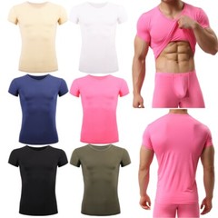 Men’s T-Shirt Gym Tops Slim Fitness Basic T-shirt Bodybuilding Tight V-Neck Tee