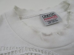 VTG 80s Oneita T-Shirt Mens XXL Single Stitch Lace Beads Embroidered 3D Graphic