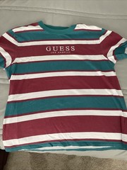 GUESS Los Angeles Mens Medium Striped T Shirt 100% Cotton