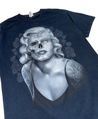 Y2k Marilyn Monroe “Dia De Los Muertos” Skull Tshirt, Men’s Medium