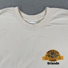 Vintage Gildan L Ivory White T Shirt Smokin Ass Cigars Orlando Fine Leaf Tobacco