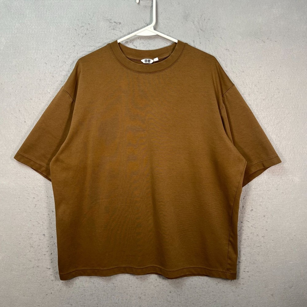 Uniqlo U Airism Mens Size XL Brown Oversized T-Shirt Cotton Blend