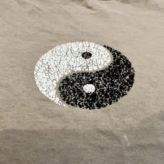 Vintage Distressed tan Y2K Yin Yang tshirt Tee Faded Hippy Stoner Yoga size XXL
