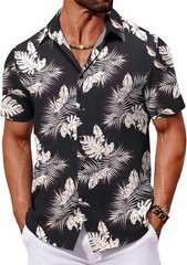 Mens Hawaiian Shirt Tropical Floral Short Sleeve Button Down Summer Beach Casual