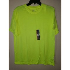 Athletic Works Men’s Medium Acid Yellow Tee Shirt Loose Fit No Pocket Breathable