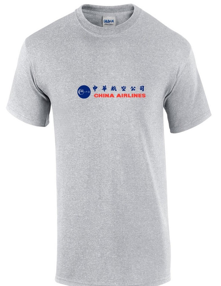 China Airlines blue Red Logo Chinese Airline Aviation Geek Sport Gray T-Shirt
