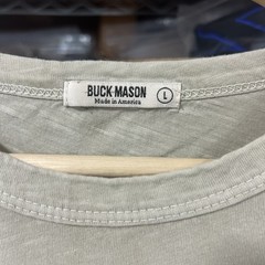 Buck Mason T Shirt Slub Curved Hem Tee Olive Green Mens Large USA Made Heritage