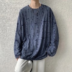 Men’s Distressed Hole Long Sleeve T-Shirt Hip Hop Oversized Harajuku Streetwear