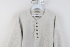 Vtg 90s Streetwear Mens Medium Baggy Heavyweight Ribbed Knit Henley T-Shirt USA