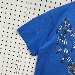 Vintage 90s Indian Dream Catcher Shirt Blue Men Medium Beaded 19×27
