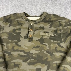 Lee Henley Shirt Mens Large Camo Fleece Lined Waffle Knit Long Sleeve Pullover