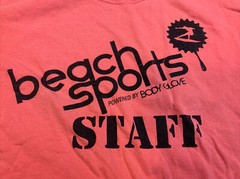 VINTAGE Beach Sports Body Glove Camp Staff Shirt Pink Surfing 90s 00s Double