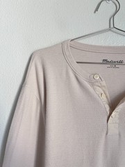 Madewell Men’s Thermal Henley Tee in Harvest Moon (Cream) Size MEDIUM