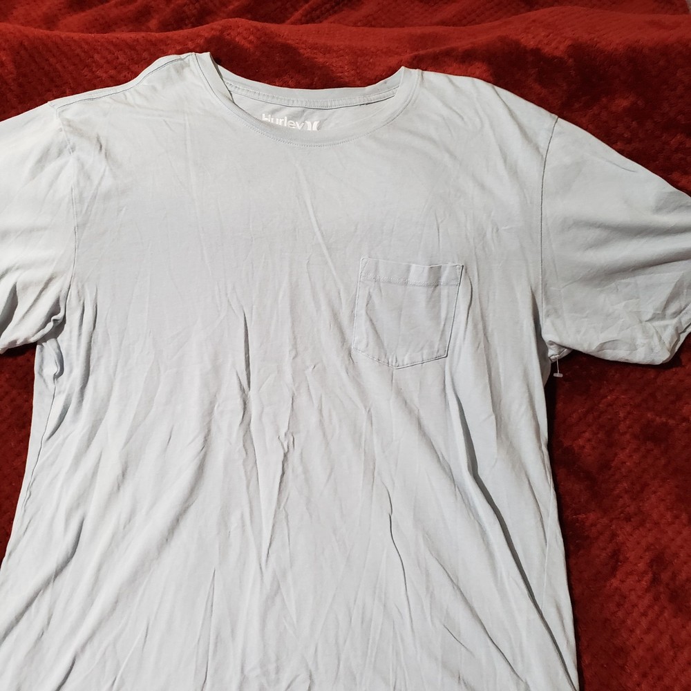 Hurley Powder Blue Pocket T Shirt Mens XL 100% Cotton Preowned Good Condition