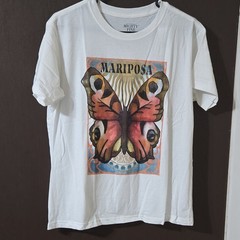 Mighty Fine Unisex XL White Knit Cotton/Poly Crew Neck Butterfly Graphic Tee