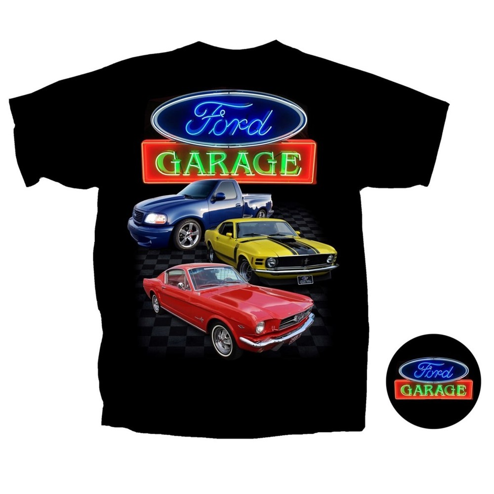 Joe Blow T’s Ford Neon Garage Men’s T-Shirt 2nd Gen Lightning 1965 1970 Mustang