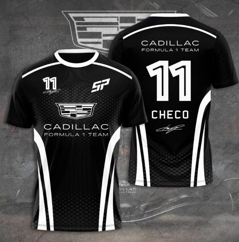 *NEW* Cadiilllac F1 Team Chec*o P*erez Number 11 Logo 3D Black Shirt S-5XL