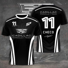 *NEW* Cadiilllac F1 Team Chec*o P*erez Number 11 Logo 3D Black Shirt S-5XL