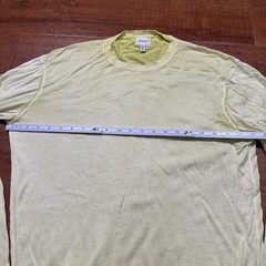 Armani Long Sleeve T Shirt Mens L Yellow Ombre Acid Wash Thin Luxury Designer