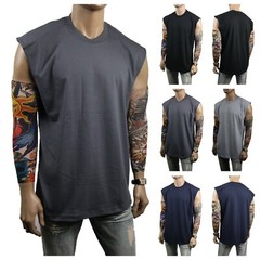 Mens HEAVY WEIGHT Crew neck Sleeveless Shirt Muscle Tank Fitness Gym Big & Tall