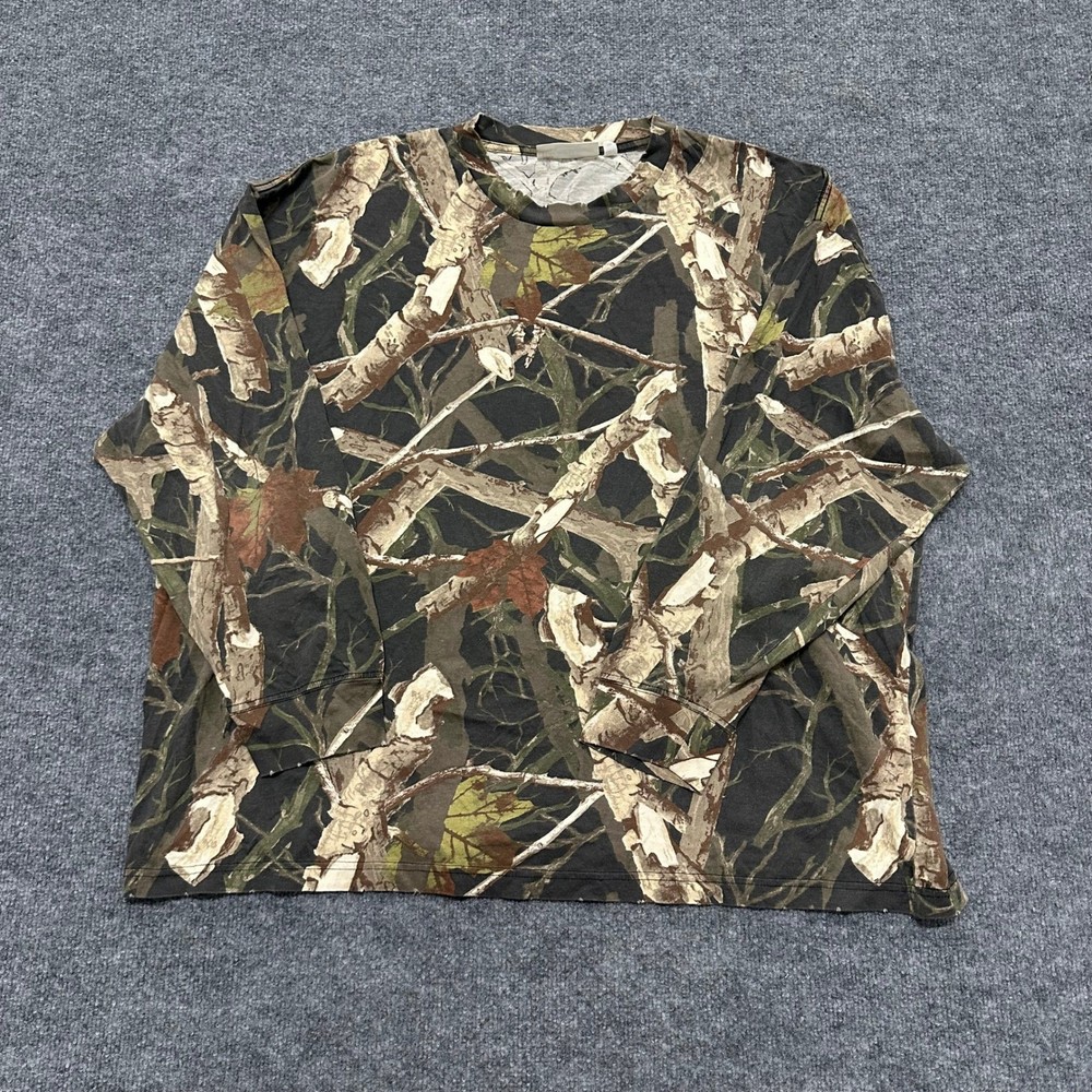 Boundaries Shirt Mens Size 3XL Camo Tree Branch Cotton Long Sleeve Crewneck Top
