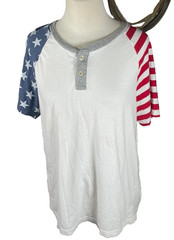Arizona Jean Mens Shirt Extra Large Henley Two Button Cotton Stretch Multi 4th