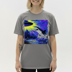Retro UFO Shark Attack T-Shirt Vintage Sci-Fi Alien Abduction Space Graphic Tee