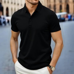 New Men’s Business Casual Short Sleeved Shirt Solid Color Polo Shirt Fashionable
