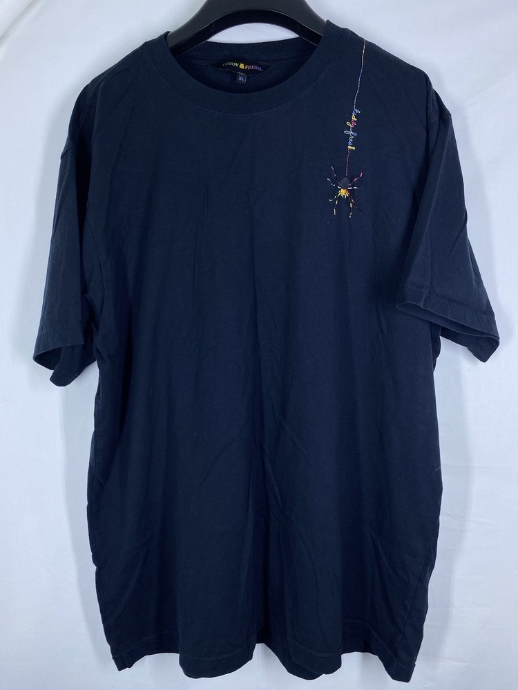 Teddy Fresh Shirt Mens XL Black Spider Web Embroidered Short Sleeve Skater USA