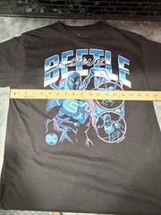 DC Comics Blue Beetle Graphic T-Shirt Black Short Sleeve Superhero Tee Size M