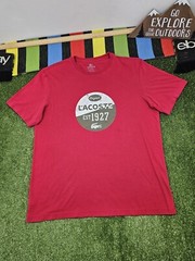 Lacoste men crewneck graphic tshirt size L 7 red vintage style logo cotton peru