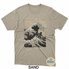 Funny Cat Surfing Japanese Art Kitten Anime Graphic Vintage T-Shirt