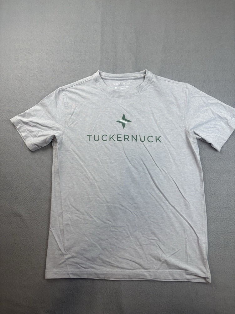 Tuckernuck Mens Gale Gray Tee Peter Millar Medium UPF 50 Short Sleeve Crewneck