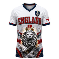 England Name Patch 3D Soccer Jersey, Custom Hybrid Mesh V-Neck Fan Shirt Gift