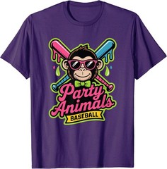 Party Animals Baseball Funny Monkey Vibrant Slime T-Shirt