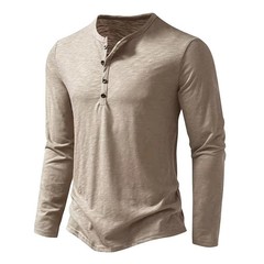 Camisa De Manga Larga Moda Lujo Camiseta Elegante Algodón Cuello V Para Hombres