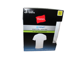 New Hanes Men’s 3 Pack X-Temp Breathable Mesh Tagless White T-Shirts Large 42-44
