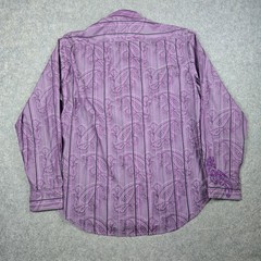 Robert Graham Button Up Shirt Mens 2XL Purple Paisley Floral Flip Cuff Preppy
