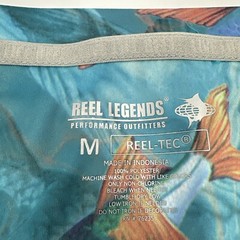 Reel Legends Shirt Mens Medium Aqua Reel Tec Performance Snook Fishing AOP