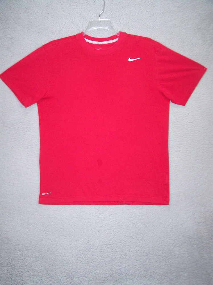 Nike Shirt Adult Large Red Swoosh Logo Athletic Outdoor Sports Dri Fit Mens