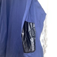 Kenneth Cole Reaction Pleather Trim Elbow Patches Long Sleeve Shirt Blue XXL