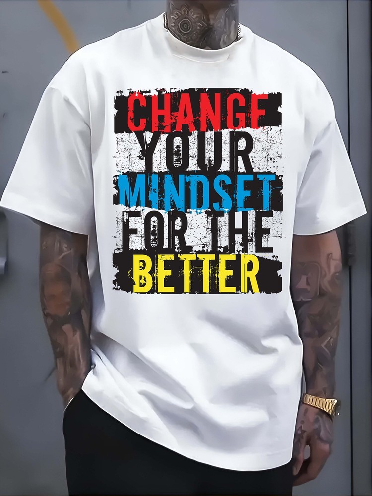 Men’s Pure – Cotton White T – shirt: Mindset Revolution: Bold Cotton Tee
