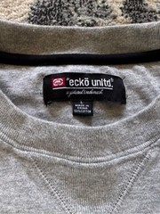 Ecko Unltd Grey T-Shirt with Black and White Sleeve Stripes