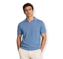 CASHMERE COMPANY men’s polo shirt cotton and linen C26S18 color blue 151